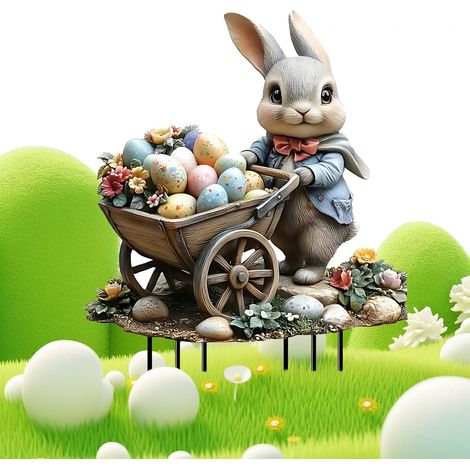 Osterhasen-Gartenstecker zum Aufkleben, Gartendekoration für den Außenbereich, Oster-Gartenstecker, Osterdekoration, Frühlingsdekoration, wasserfest (1/5)