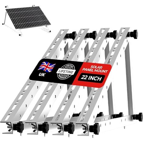 Lot de 2 supports de panneau solaire réglables de 55,9 cm avec pieds inclinables pliables, kit de panneau solaire en aluminium, convient pour toit de 100 W pour toit, camping-car, bateau et hors (1/5)