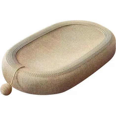 Griffoir pour chat forme ovale en corde sisal, panier‑griffoir 2‑en‑1 résistant aux éraflures, jouet pour chat anti‑poussière