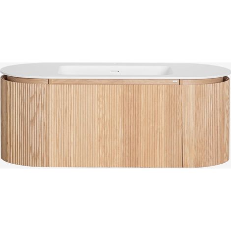 Conjunto de mueble de baño suspendido 120x50 cm en madera con lavabo integrado Carsone SKLUM (1/5)