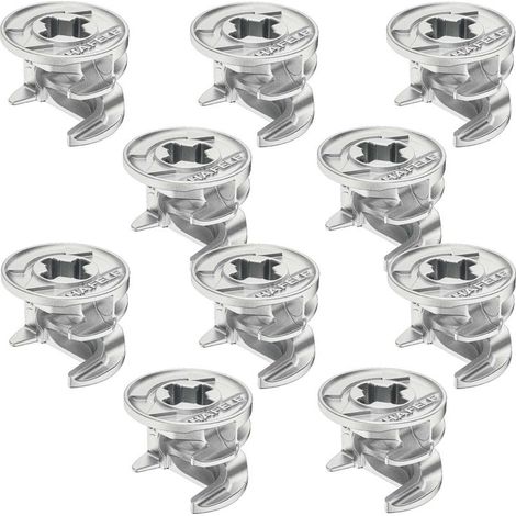 10x Raccord boitier d'assemblage rastex excentrique Ø15mm alliage zingué brut panneau meuble, épaisseur 23mm (1/2)