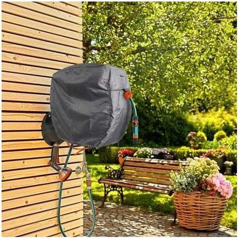 Housse de protection rétractable – Karteo – Enrouleur mural – Tissu Oxford 420D argenté – 60x45x60 cm – Noir (1/4)