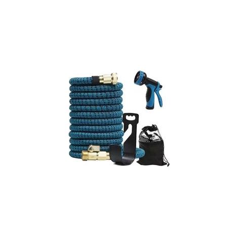 Tubo da giardino estensibile da 15 m, tubo da giardino retrattile con 10 ugelli a pistola a spruzzo, supporto, tubo per irrigazione e pulizia del giardino di Ja-Crezuo