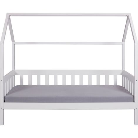 Letto singolo 90x200 cm Bianco con Tetto Doghe (1/4)