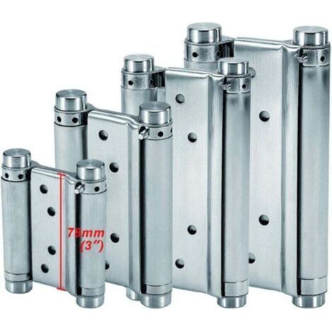 2 PCS Double Action Stainless Steel Spring Hinges for Swing Doors Self Closing Hinge for Saloon Cafe Bar Pub Counter Cupboard Door Up to 10kg, 3Inch 78mm (1/4)