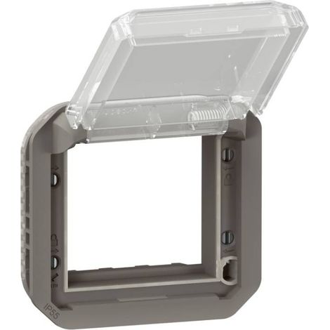 Adaptateur Plexo à volet transparent pour Mosaic composable anthracite LEGRAND 069880L (1/4)