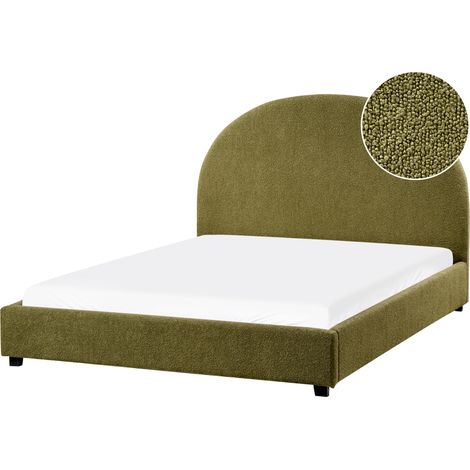 Cama con somier minimalista de bouclé 140 x 200 cm verde oliva Vaucluse