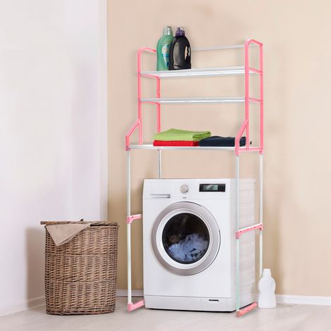 Étagère machine à laver organisateur étagères économiseur d'espace 67x23x151cm  Couleur: Rose