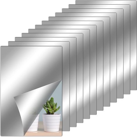 Miroir Adhésif Décoratif - Matériau Pet Incassable - Pour Chambre Salon Salle De Bain - Lot De 12 Pièces 15x25cm (1/5)