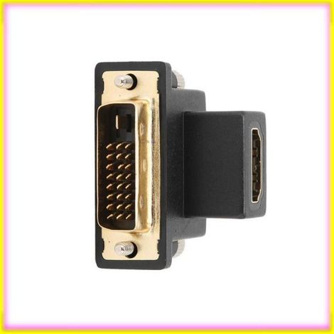 Adaptateur DVI mâle vers HDMI femelle, convertisseur bidirectionnel coudé haut et bas à 90 degrés pour ordinateur, moniteur HDTV (1/4)
