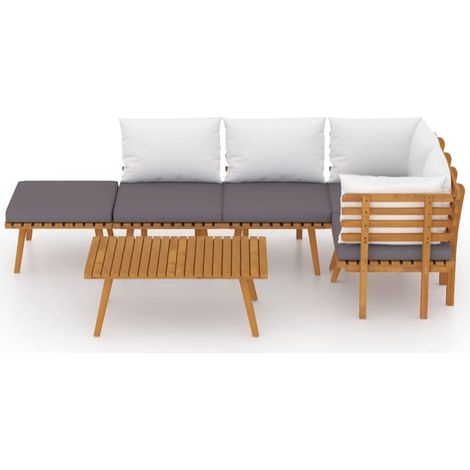 Mobili da giardino mobili da esterno Set di mobili da 6 pezzi con cuscini in legno massello di acacia 020016657