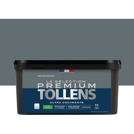 Tollens - Peinture intérieure couleurs - La Sélection Premium Satin - Ultra Couvrante - Gris Anthracite 2,5 L - 30m²