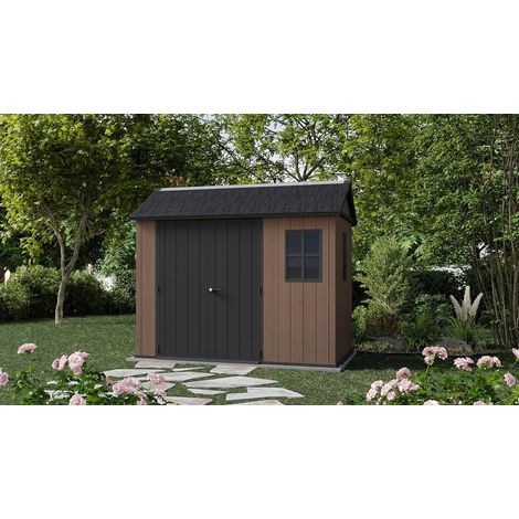 CASETA COBERTIZO RESINA JARDIN NEWTON 975 KETER CON PUERTA LATERAL