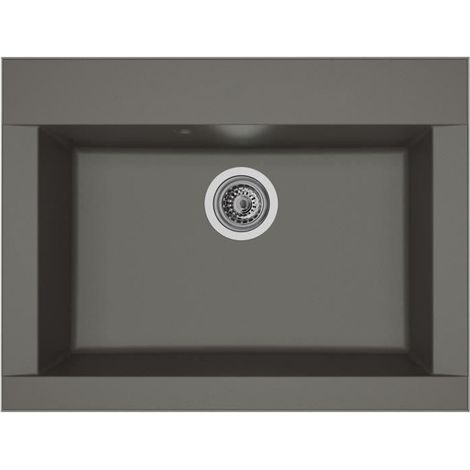 Lavabo de cocina empotrado 1 cubeta sin escurridor Hexo - Resina - 66 x 50 cm - Gris concreto