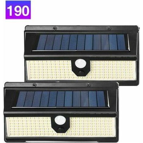 VURAHOME - 190 LED Solaire Extérieur Lumière, Détecteur de Mouvement Solaire Lumière Étanche Sans Fil Solaire Projecteur Extérieur Jardin Projecteur (2 Pack)