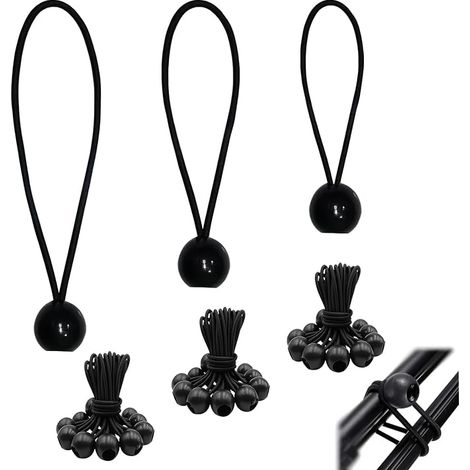 Pack of 30 Heavy Duty Bungee Cord with Rubber Ball Rope Sandow Available in 3.9/5.9/20cm for Fixing Tarps, Tents, Banners, Posters, Pavilions and Indoor Use (1/5)