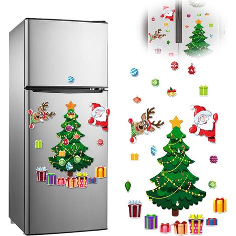 Sticker Magnetique Noel - Arbre De Noel Magnétique Pour Frigo Porte Metal Garage - Décoration Festive Pour Surface Métallique - Lot De 1 (1/5)