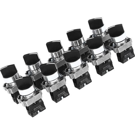Lot de 10 interrupteurs à bouton rotatif autobloquants à 2 positions (1 NO) pour la commande de machines (1/5)