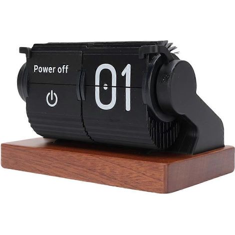 Vintage mechanischer Schaukelwecker, batteriebetrieben, automatisch, mit Holzsockel, schwarz, ideal für das Wohnzimmer oder Büro. (1/5)