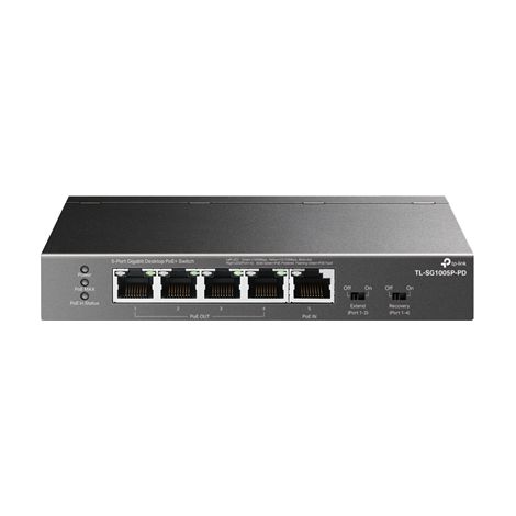 TP-Link TL-SG1005P-PD 5-Port Gigabit-Ethernet-Netzwerk-Switch, davon 4 PoE-Ports. Wartungsfrei, geeignet für die Tisch- oder Wandmontage. Robust und zuverlässig. (1/5)