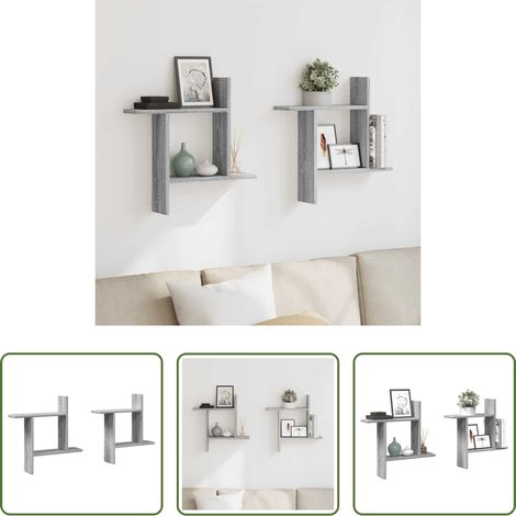Holzwerkstoff - Wandregale 2 Stk. Grau Sonoma 50x12x50 cm Holzwerkstoff (1/5)