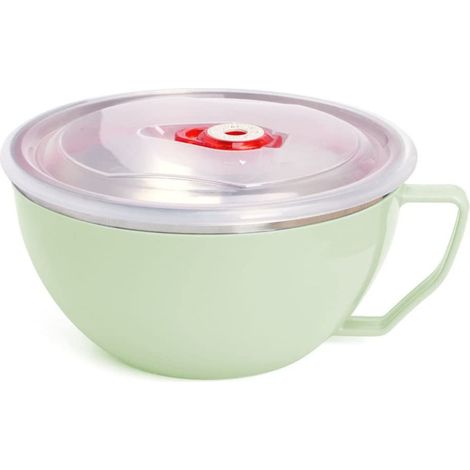 Bol À Soupe Ramen - Acier Inoxydable Double Paroi Avec Couvercle Et Ventilation - Pour Pâtes Riz Salade Œufs - 1 Pièce (1/5)