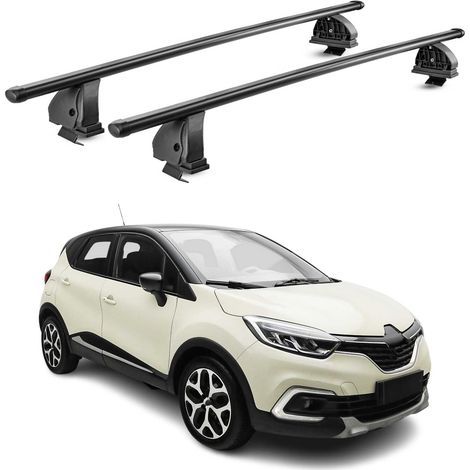 OMAC Barres de toit transversales en acier pour Renault Captur I 2013-2019 – TÜV / DIN 75302:2019 – Antivol inclus – Rainure en T (accessoires) – Charge max 75 kg – 2 barres – Noir