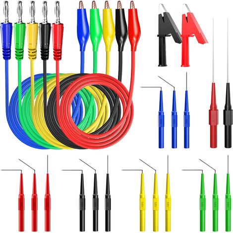 Back Probe Kit Bananenstecker auf Kupfer Krokodilklemme Kfz-Testkabel-Set mit 3 Konfigurationen Back Probe Pins Sonden mit verlängerter Länge für Autoreparatur Diagnose (1/4)