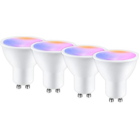 Ampoule Connectée Gu10 WiFi 5W 400LM LED RGB 2700K-6500K Compatible avec Alexa/Google Home, APP Télécommande, Contrôle Vocal, Ampoule Intelligente Aucun Hub Requis, 4 PCS (1/4)