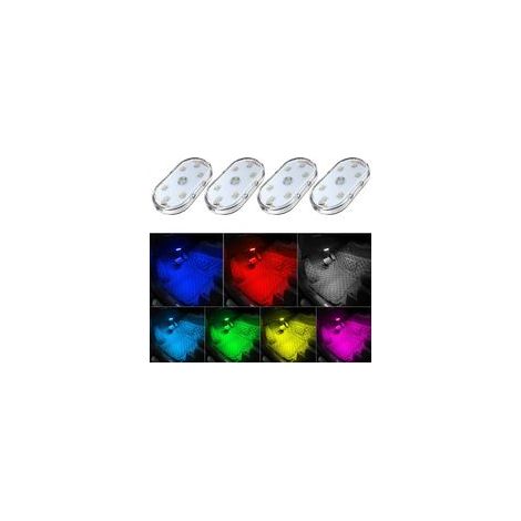 Lot de quatre lampes d'ambiance LED pour voiture, télécommande sans fil, chargement USB portable, idéales pour la décoration intérieure de votre véhicule4.72 x 3.94 x 1.38英寸 (1/5)