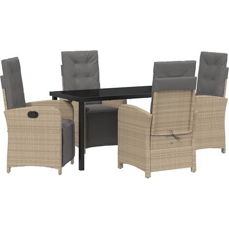Maison Exclusive - Set da Pranzo per Giardino con cuscino 5 pcs Beige polyrattan (1/5)