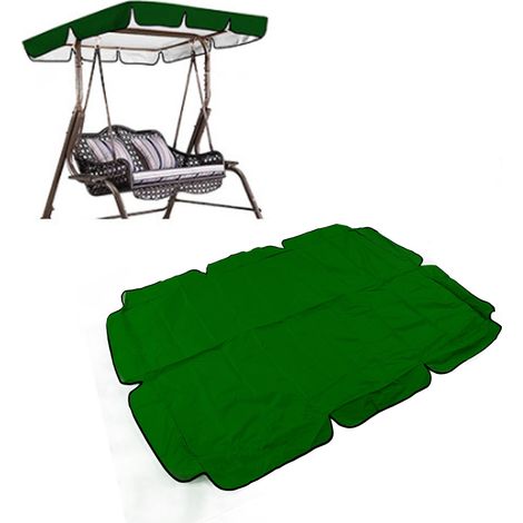 Housse de siège/coussin de balancelle/hamac 3 places en tissu Oxford 420D argenté, imperméable, en taffetas de polyester, vert foncé, pour jardin, terrasse ou extérieur, 164 x 114 x 15 cm (1/5)