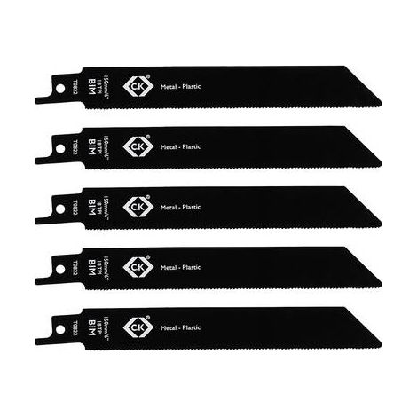 CK T0822 LAME PER SEGA SCIABOLA 18 TPI, CONFEZIONE DA 5 LAMA PER SEGA LUNGHEZZA 150 MM 5 PZ.