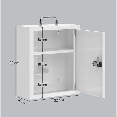Armadietto portamedicinali da parete 32x14x38 cm in metallo bianco con serratura a codice – MEUBLIV (1/5)