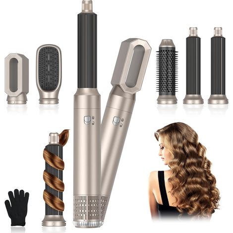 Brosse Soufflante Air Styler Set, Seche Cheveux 1000W, Hair Styler 3 Températures, Fer a Boucler Ions Négatifs, pour Sécher, Brosse Coiffante Chauffante, Volumisante, Pour Lisser