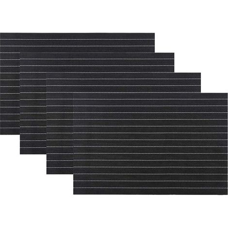 Set de table rayé noir et blanc, dessous de verre rectangulaires, protection thermique antidérapante pour assiettes et tasses, tapis de table élégant, 4 pièces, noir. (1/5)