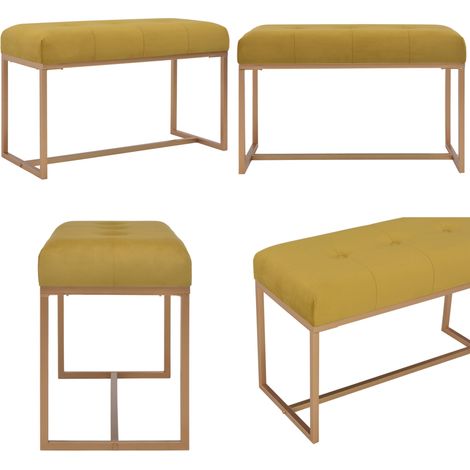Banc 80 cm Moutarde Velours - Banc Velours - Banc D'entrée - Banc Jaune - Meuble D'intérieur - Décoration Intérieure - Home & Living (1/5)