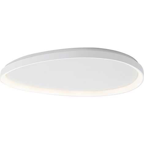 Lotus Plafoniera LED 60W 3000K IP20 - Lampada da soffitto asimmetrica in metallo verniciato bianco, design sottile ed elegante - Rossini Group (1/5)