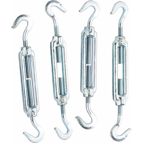 Corderies Tournonaises – Tendeur à cage 8mm acier zingué – Lot de 4 pièces – Pour tension de câbles – Crochets rapides pour installation facile