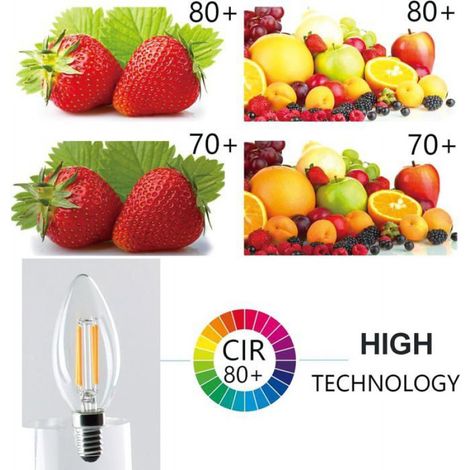 Lot de 6 Ampoule LED E14 4W Blanc Chaud 2700K Forme Bougie Filament C35 B35 450Lm pour Lampe Décorative (1/5)