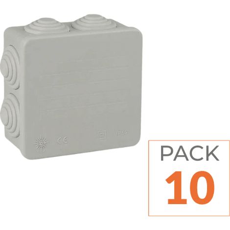 Pack de 10 - Boîte de Dérivation Étanche Carrée 80mm Épaisseur 35mm - SILAMP