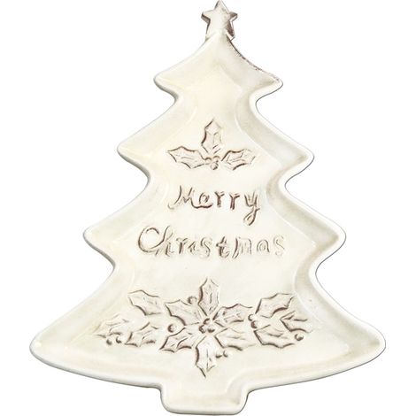 Piatto di Natale, albero di Natale, porcellana color crema, regalo di Natale