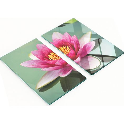 Juego de dos tablas de cocina decorativas de cristal con forma de flor de loto, 2x30x52 cm. (1/5)