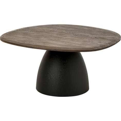 Table basse ronde en bois de manguier - marron foncé et noir (1/5)