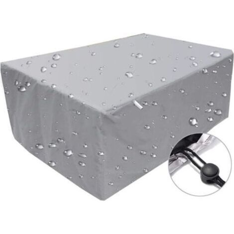 Housse de mobilier d'extérieur, bâche imperméable coupe-vent anti-UV, housse de protection en tissu Oxford 210D argent - 244x 244 x30cm (1/5)