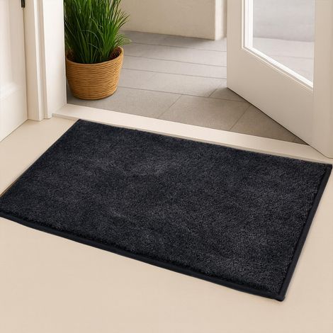 Tapis Intérieur 40x60cm - 1 Pièce - Microfibre - Antidérapant Absorbant - Cuisine Salle De Bain Entrée - Gris (1/5)