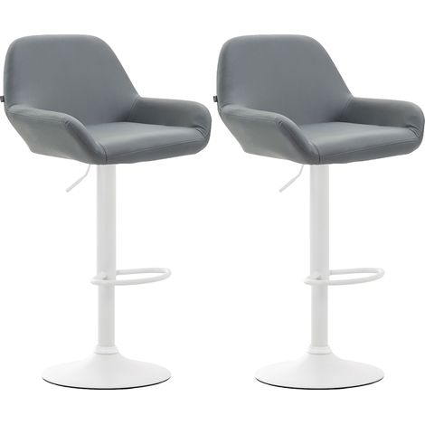 2er Set Barhocker Braga Kunstleder grau weiß (1/4)