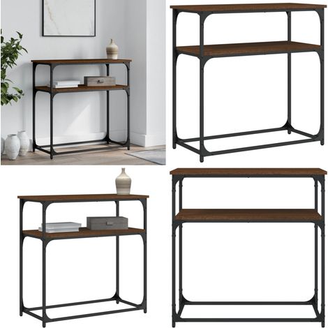 Table console chêne marron 75x35,5x75 cm bois d'ingénierie - Table Basse - Meuble D'entrée - Table D'appoint - Table Console - Mobilier Industriel - Home & Living