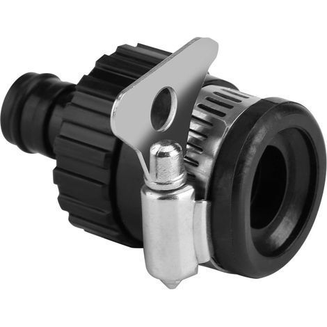 Raccord universel pour tuyau de robinet, compatible avec les stations de lavage auto et les tuyaux d'arrosage. Raccord rapide, adaptateur pour robinet, diamètre inférieur à 20 mm (noir). (1/5)