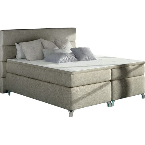 Lit boxspring 140x200 tissu beige Mador (1/5)